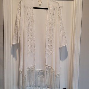 Chico's White Fringe Duster